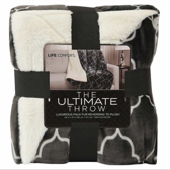 Life Comfort Bedding Life Comfort Ultimate Faux Fur Throw Dark Gray